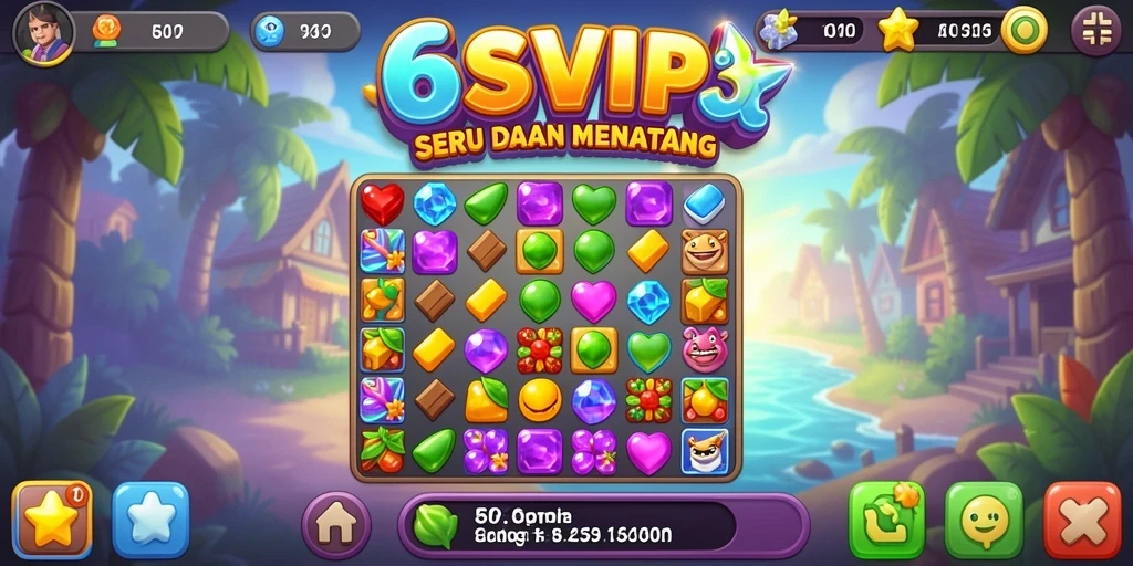 Tampilan gameplay seru dalam 6SVIP saat mencocokkan elemen di layar.