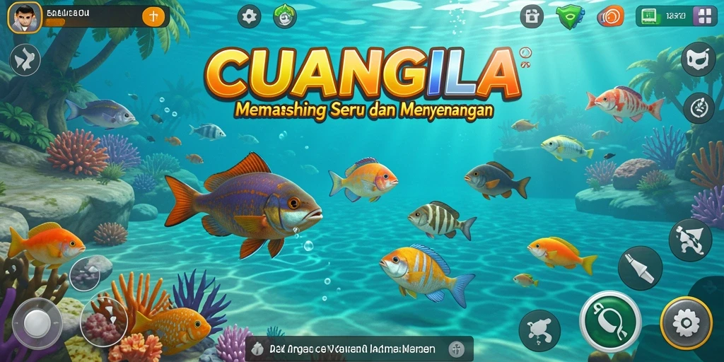 Screenshot permainan CUANGILA menampilkan pengalaman memancing yang seru.