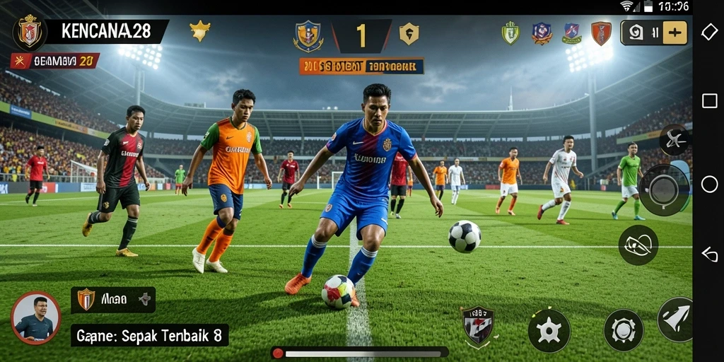 Screenshot gameplay KENCANA28 yang menampilkan aksi sepak bola seru.