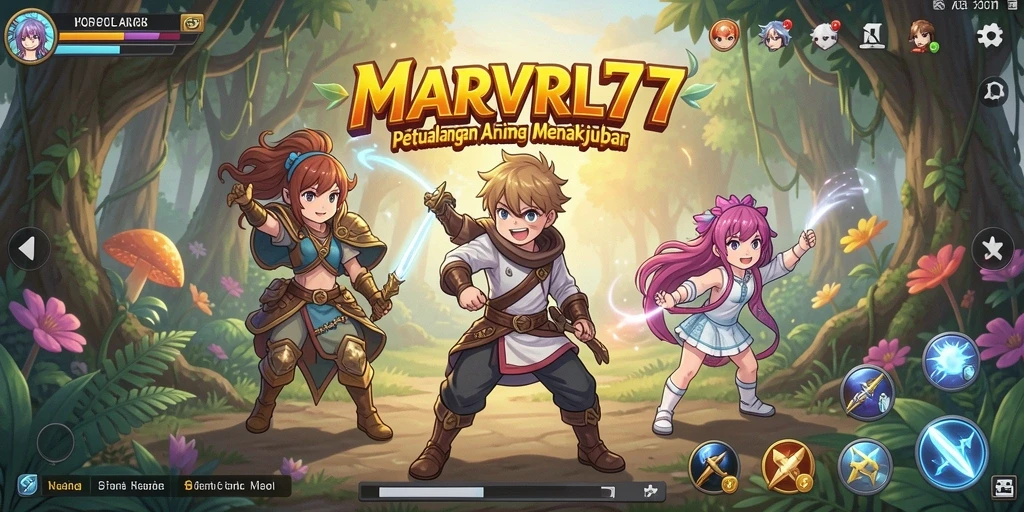 Tampilan gameplay seru dari MARVRL77 dengan karakter anime menawan.