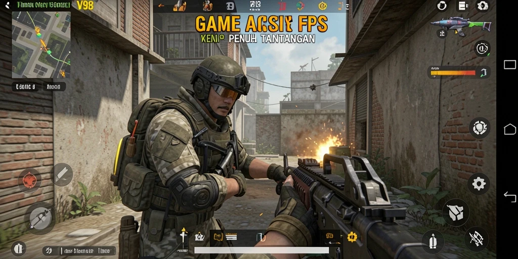 Tampilan gameplay seru dan mendebarkan di V98.