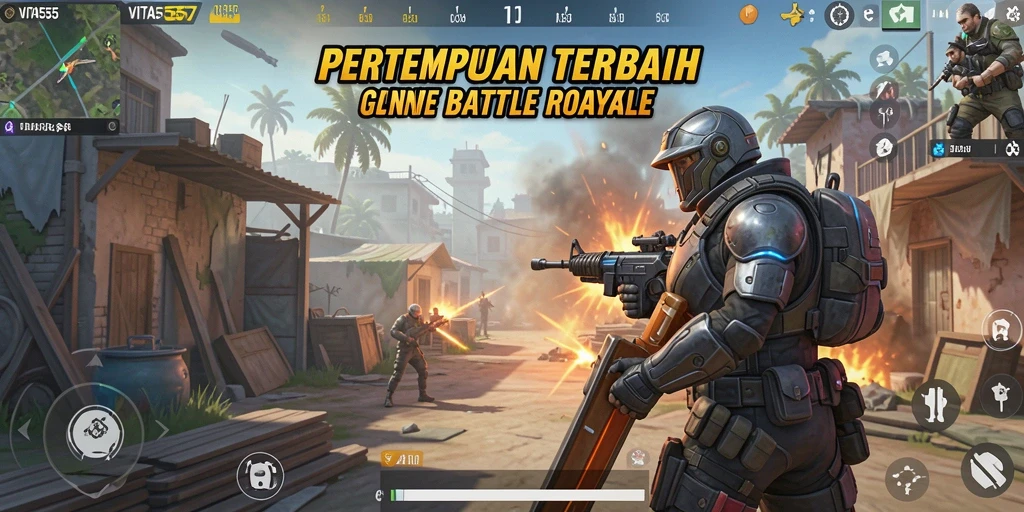 Tangkapan layar dari gameplay seru VITA555 di medan perang Battle Royale.