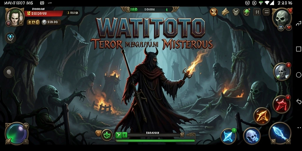 Screenshot gameplay WATITOTO menunjukkan suasana menakutkan yang meresahkan.